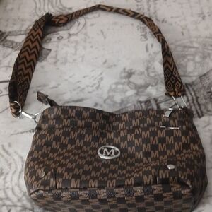 Brown Patterned Shoulder Bag with Logo K Logo